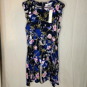 ModCloth Sunnygirl blue/birds zip back dress L